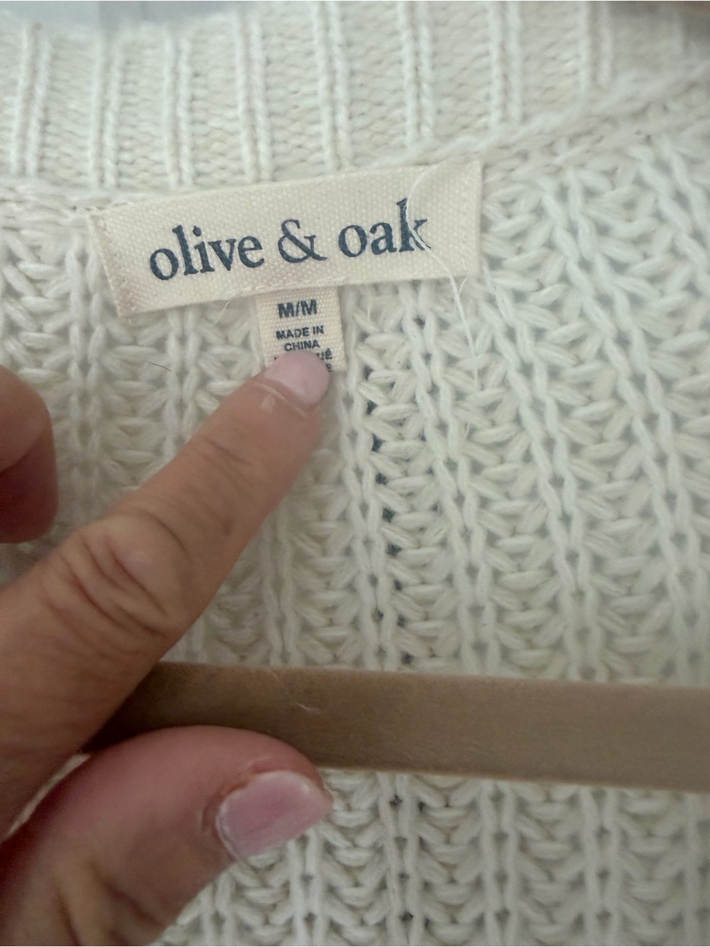 Olive & Oak Cream Ribbed Knit Crew Sweater. Beautiful. New